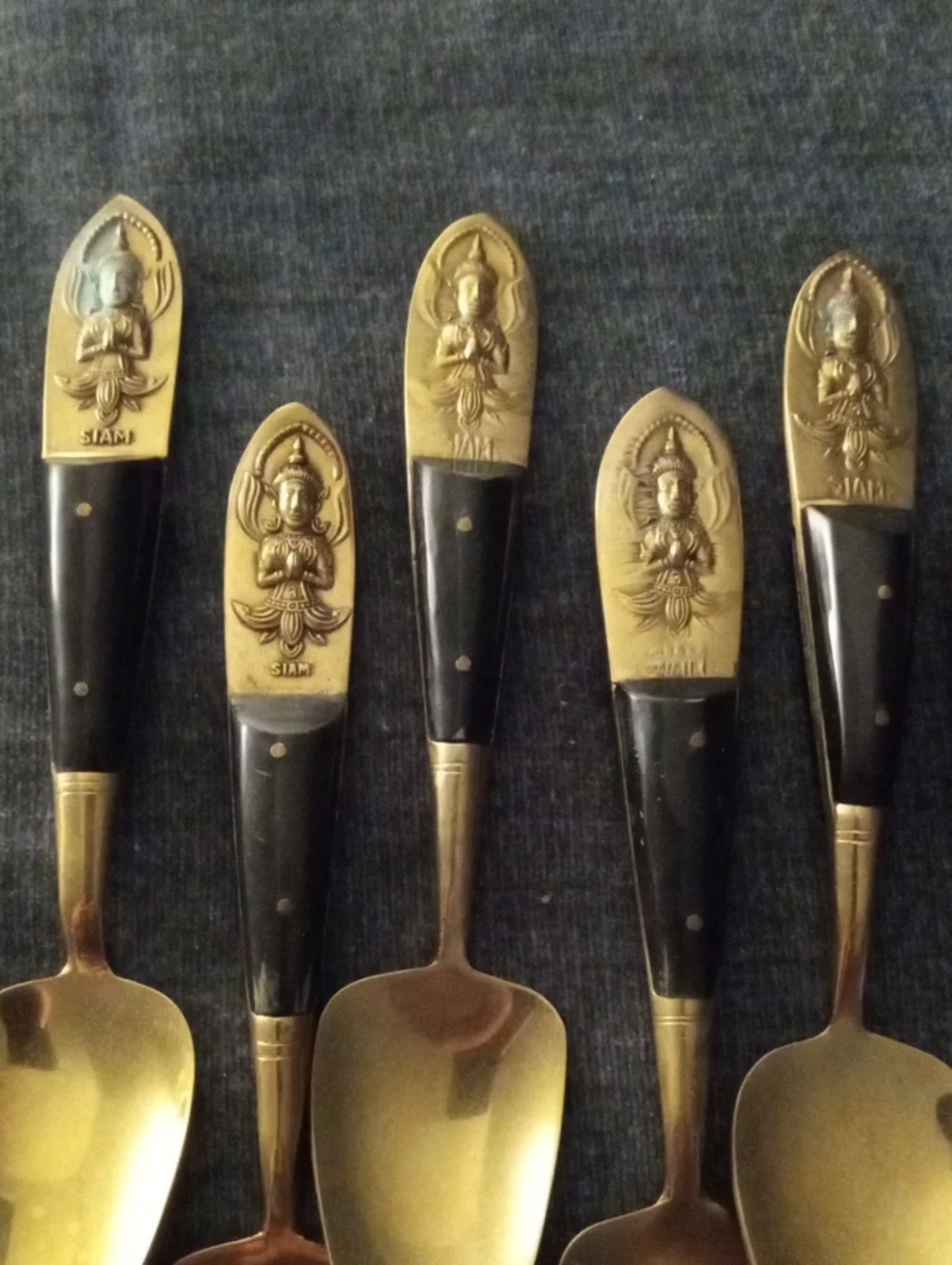 Vintage SIAM Brass & Rosewood Spoons
